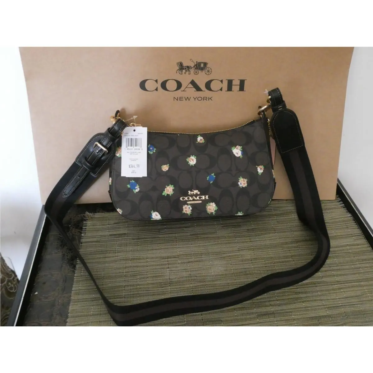 Jes Brown Floral Print Crossbody Bag C6823 W/tag Retail by Coach