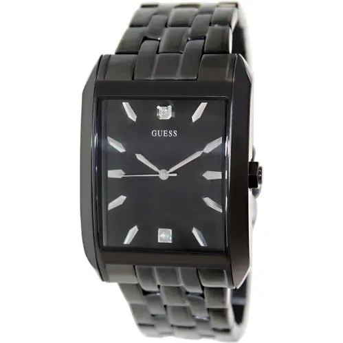 Guess Black Ion Plated Bracelet Band Rectangle Bracelet Watch U13517G1