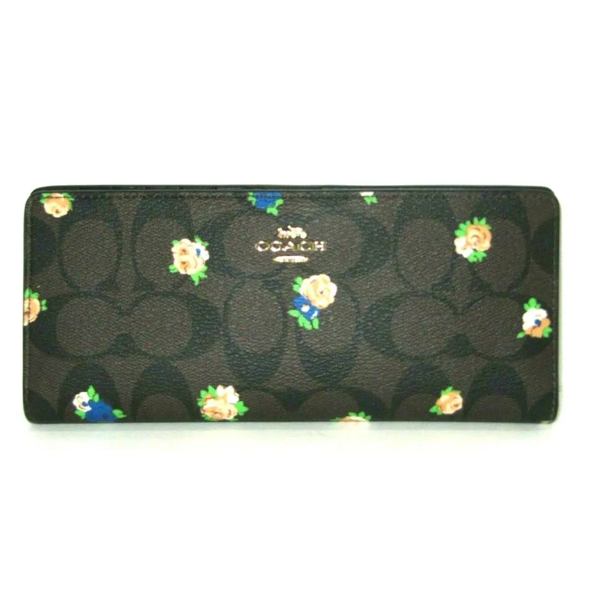 Coach C7383 Floral Slim Wallet Signature Canvas Vintage Mini Rose Print