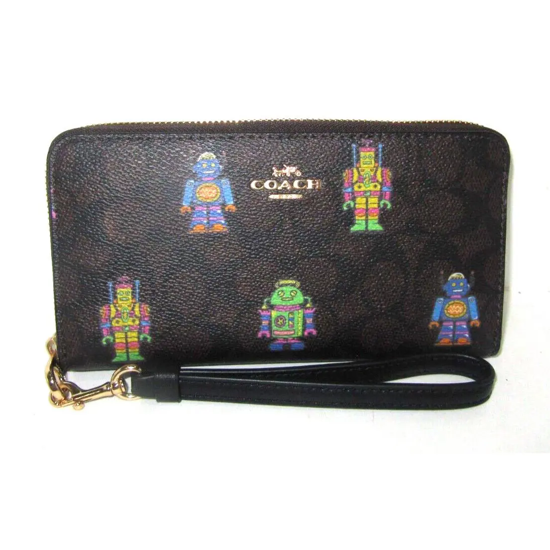 Coach CW486 Wallet Long Robot Print Walnut Brown Signature