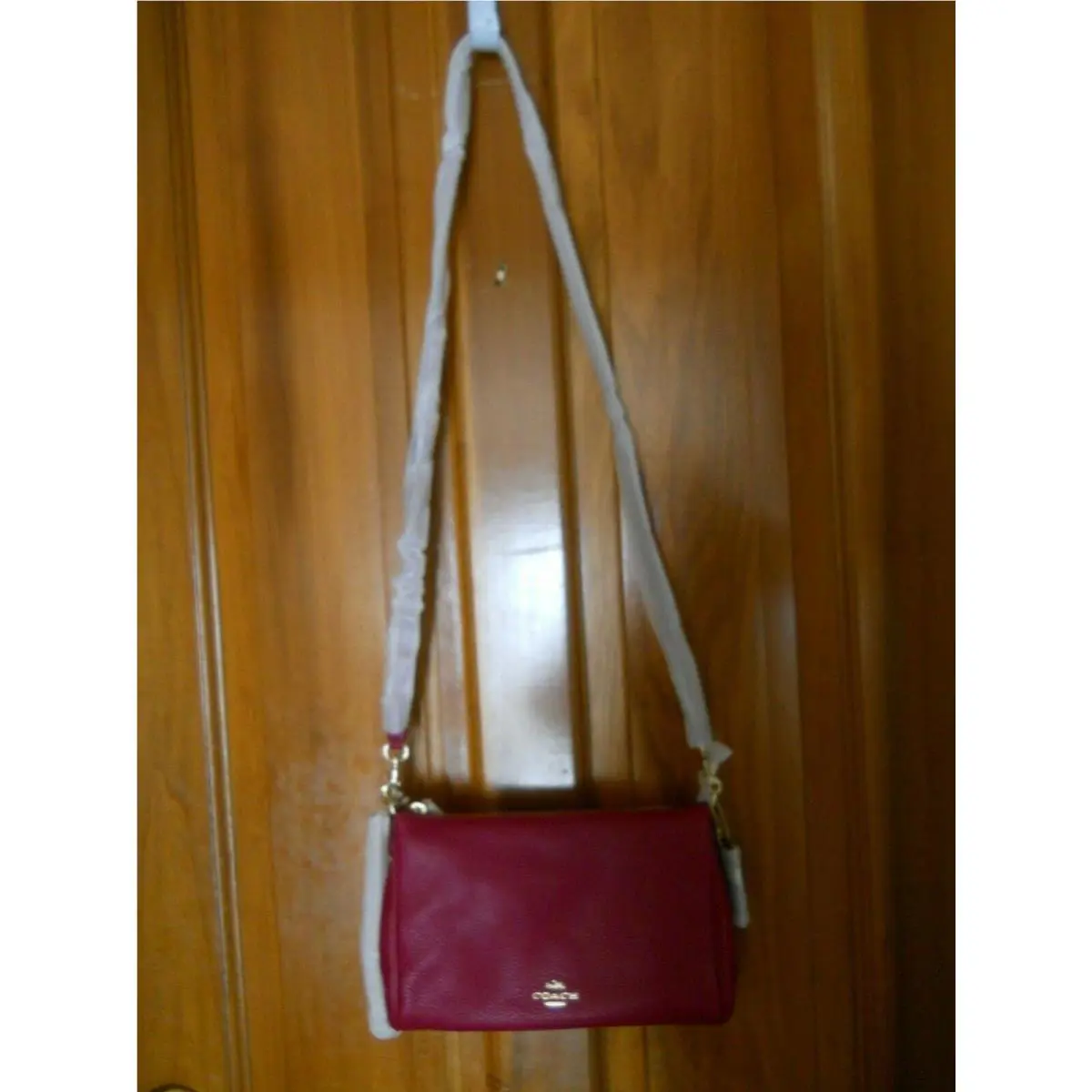 Coach Fuchsia Carrie Crossbody Purse F6666 Golden Chain Wristlet Vhtf