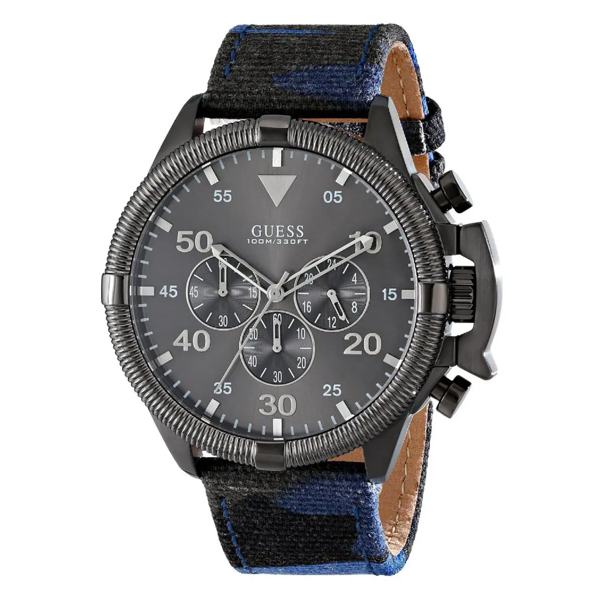 W0480G3 Men`s Chronograph Stainless Case Leather Screw Crown 100m WR by Guess