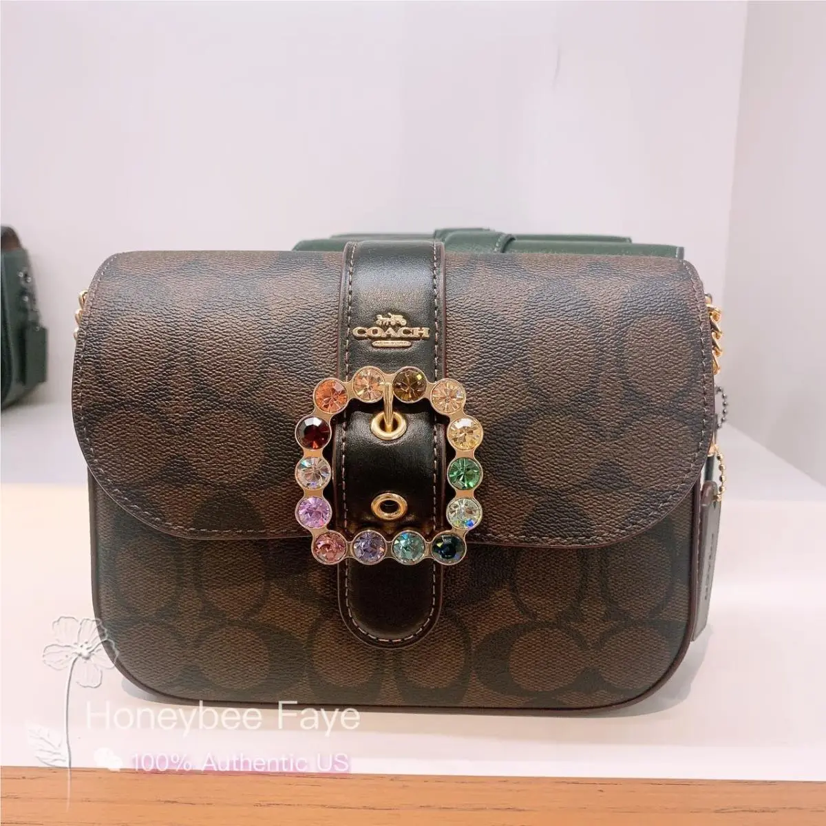 Coach Gemma Crossbody In Signature Canvas with Jeweled Buckle CE623