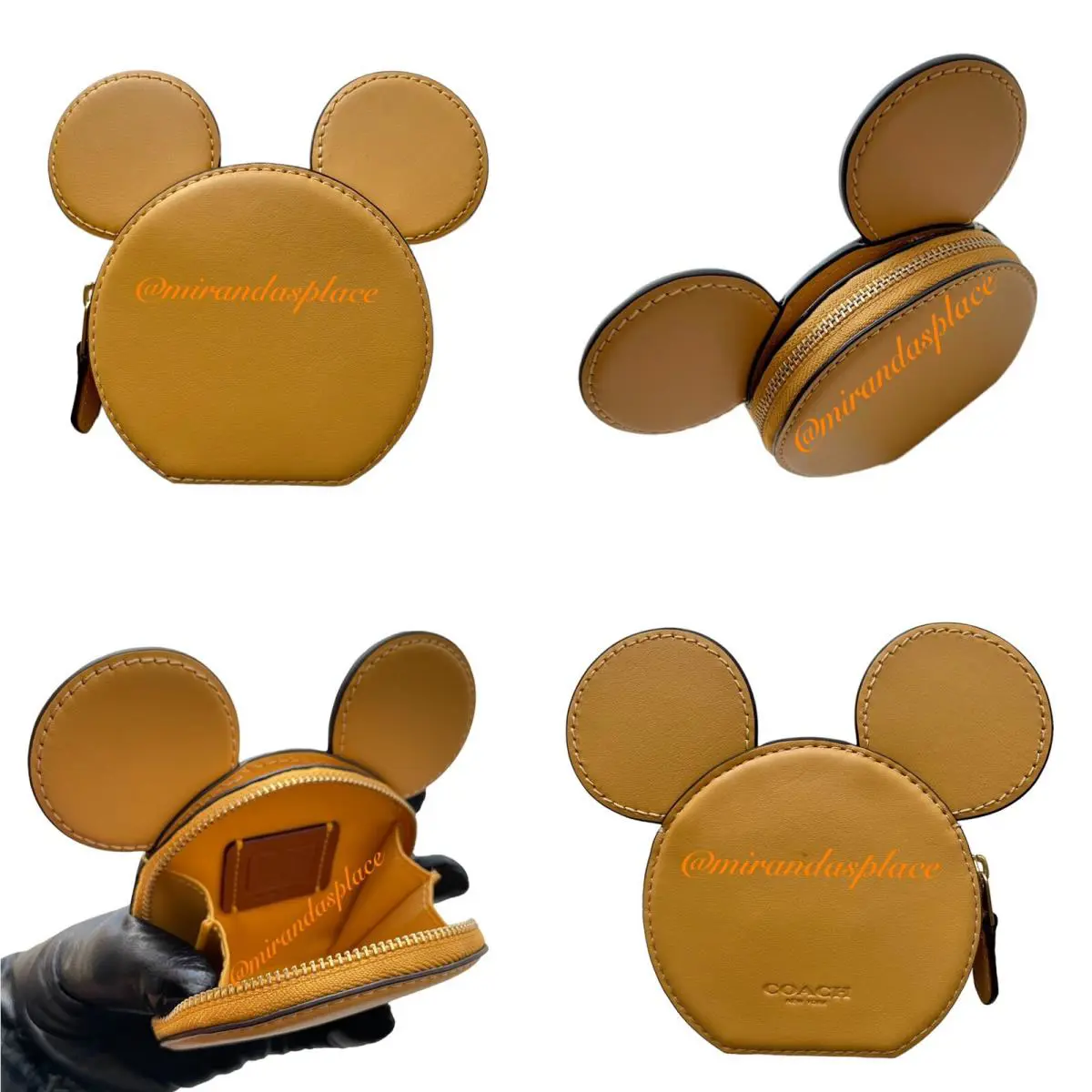 Coach C8581 Honeycomb Leather Disney Parks Mickey Ears Coin Case