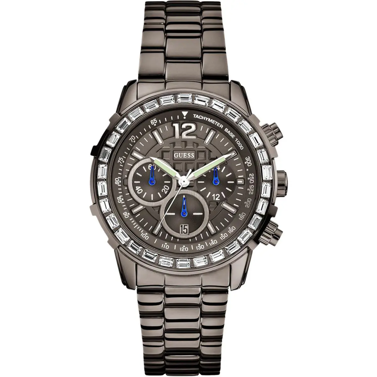 Guess W0016L3 Women`s Chronograph Dark Tone Crystal Accents 50 m WR