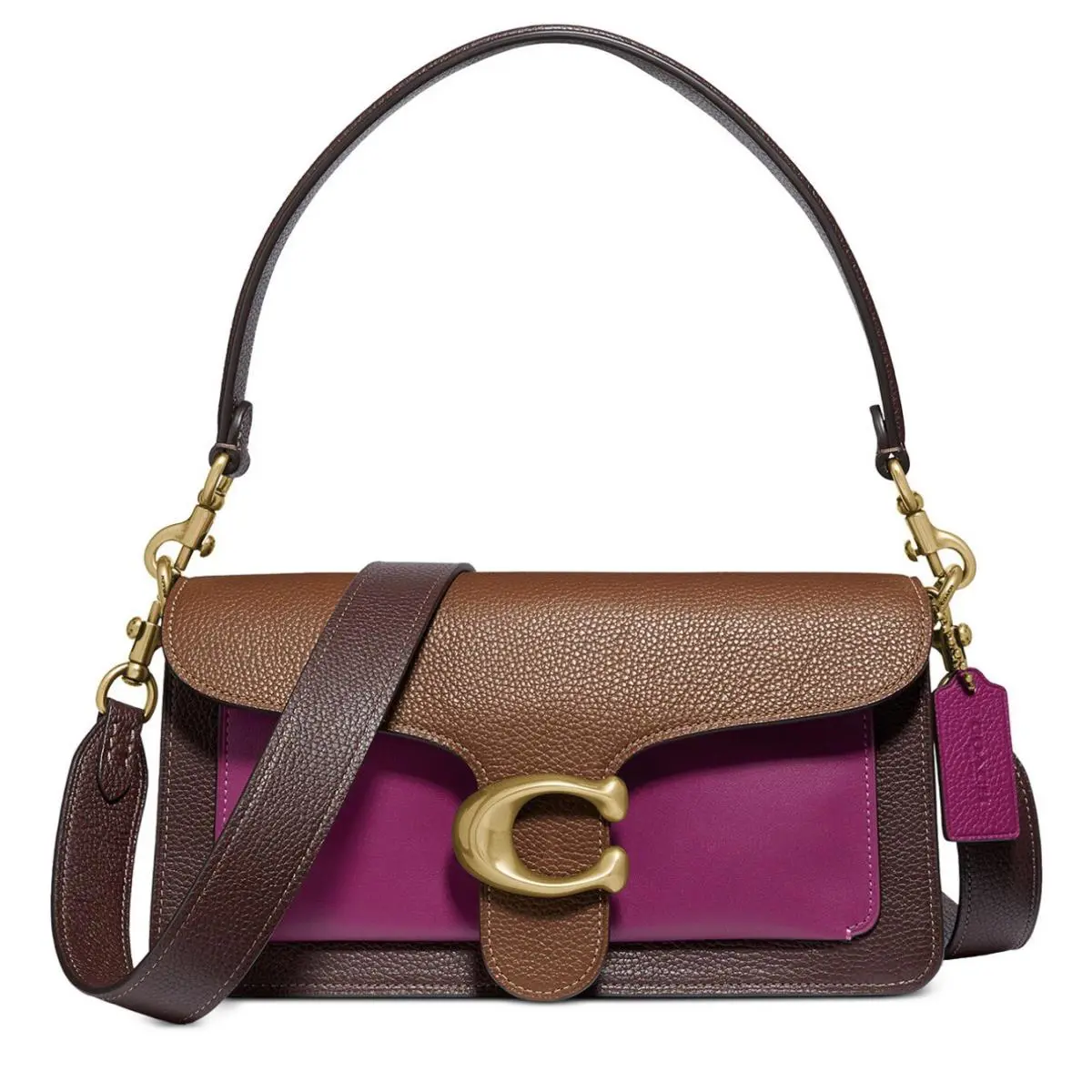 Coach 76105 Colorblock Tabby 26 Leather and Suede Shoulder Bag Hibiscus Multi