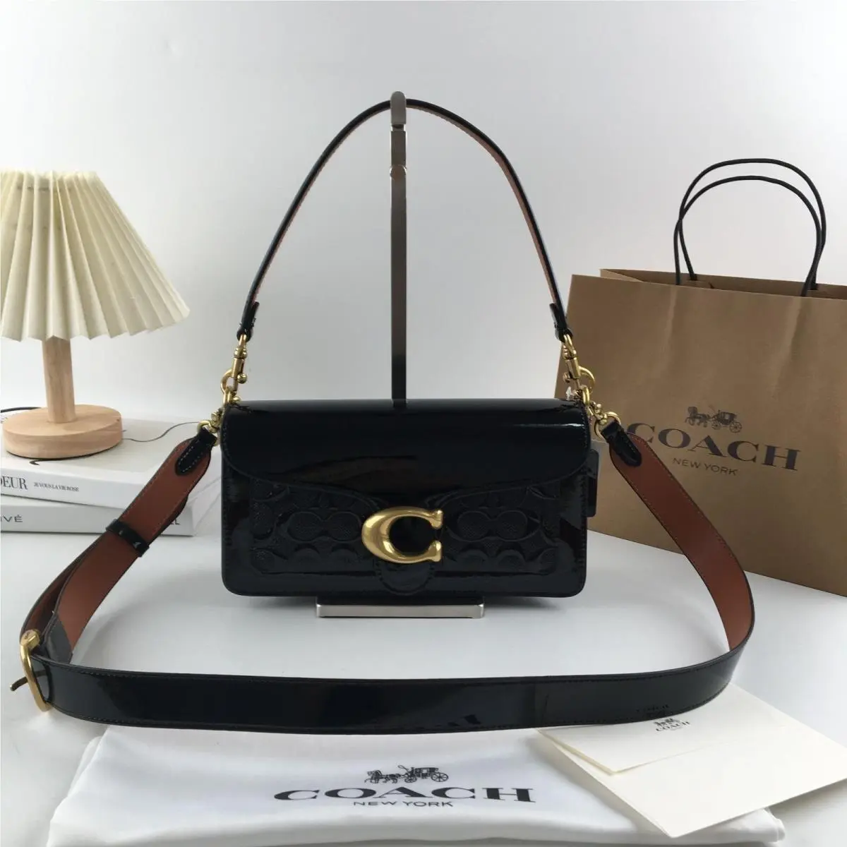 CM554 Black Tabby Shoulder Bag 26 In Signature Leather Outlet by Coach