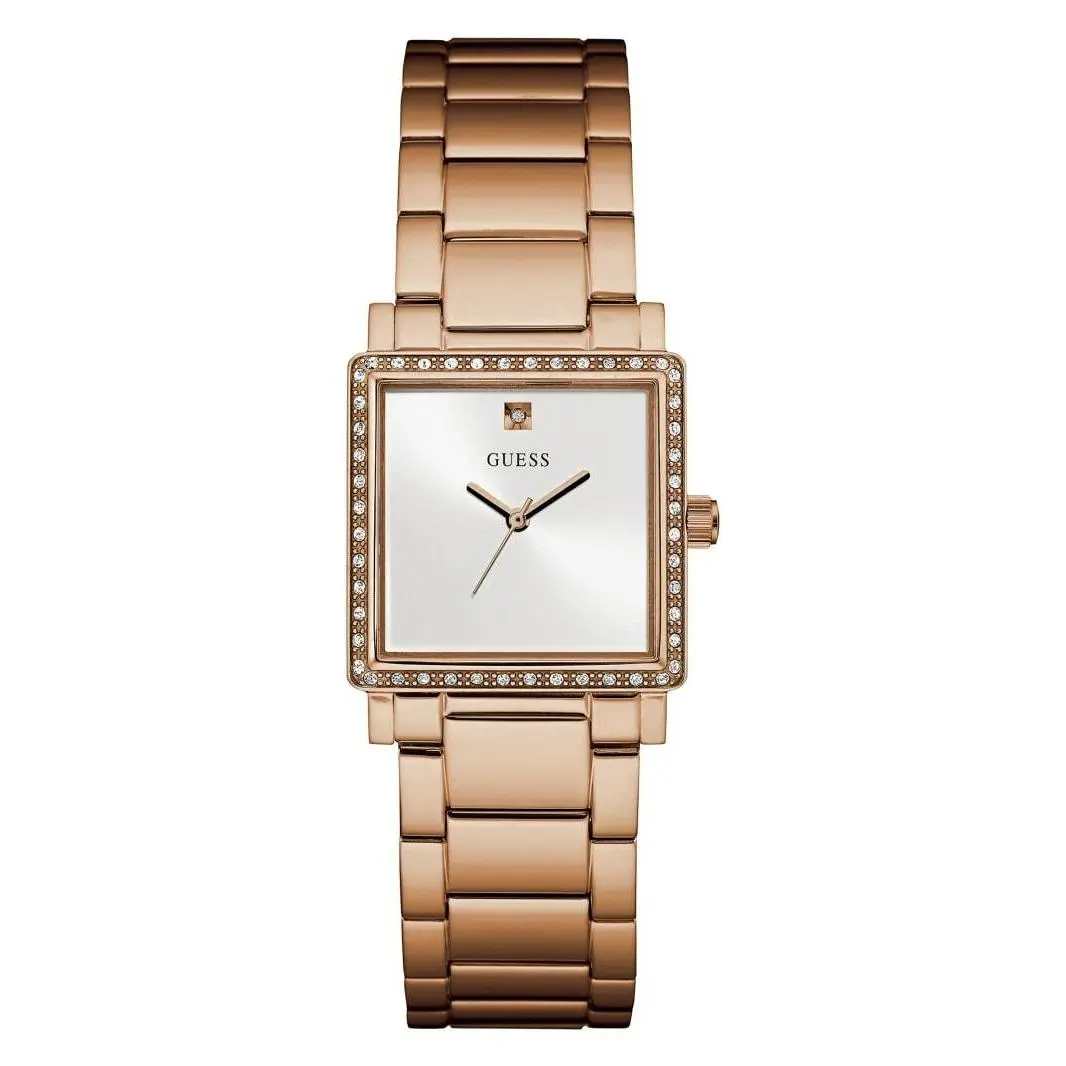 Women`s Rose Gold-tone Plated Crystal Gems Square Watch U0914L3 by Guess