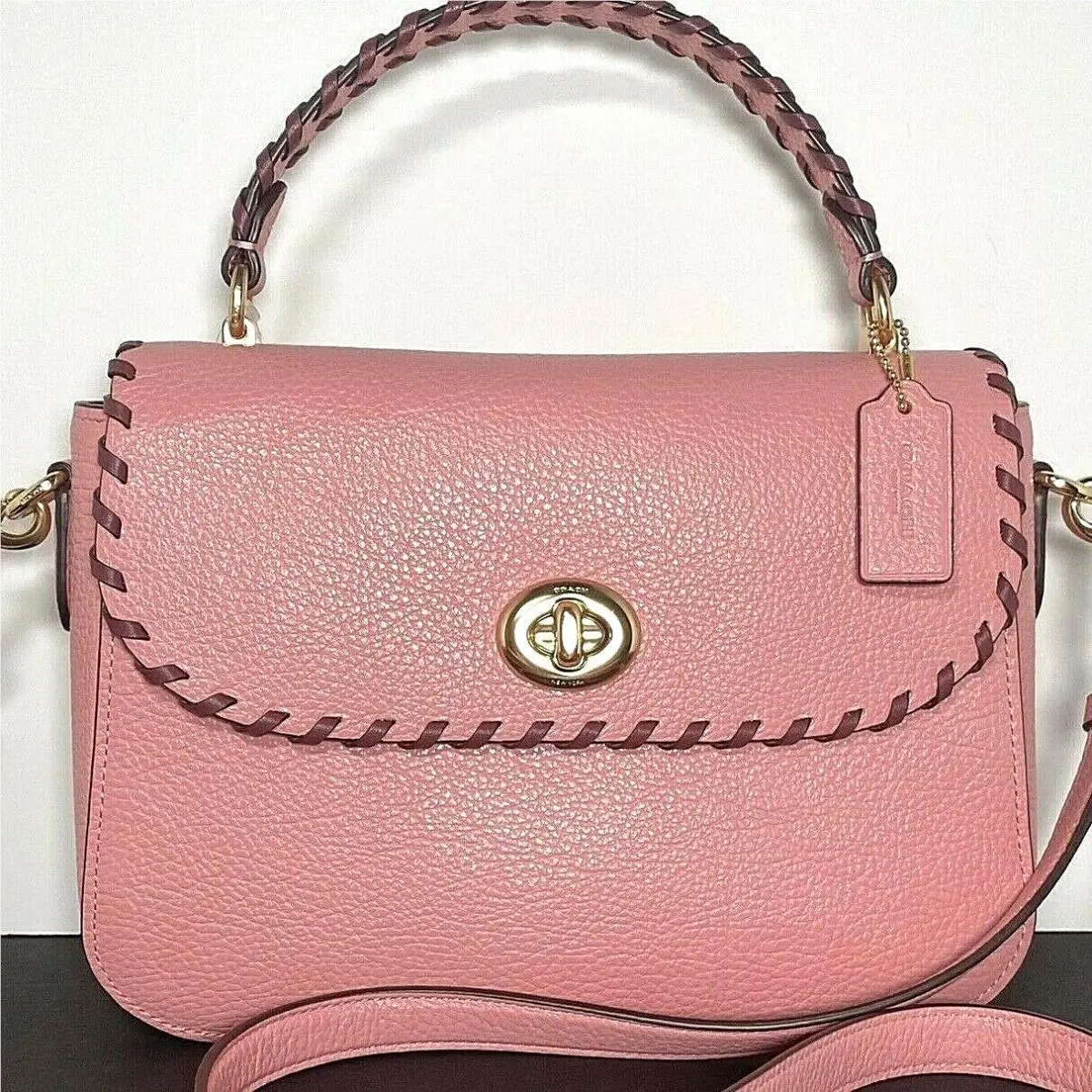 Coach Marlie Top Handle Satchel with Whipstitch Bubblegum Pink C4107