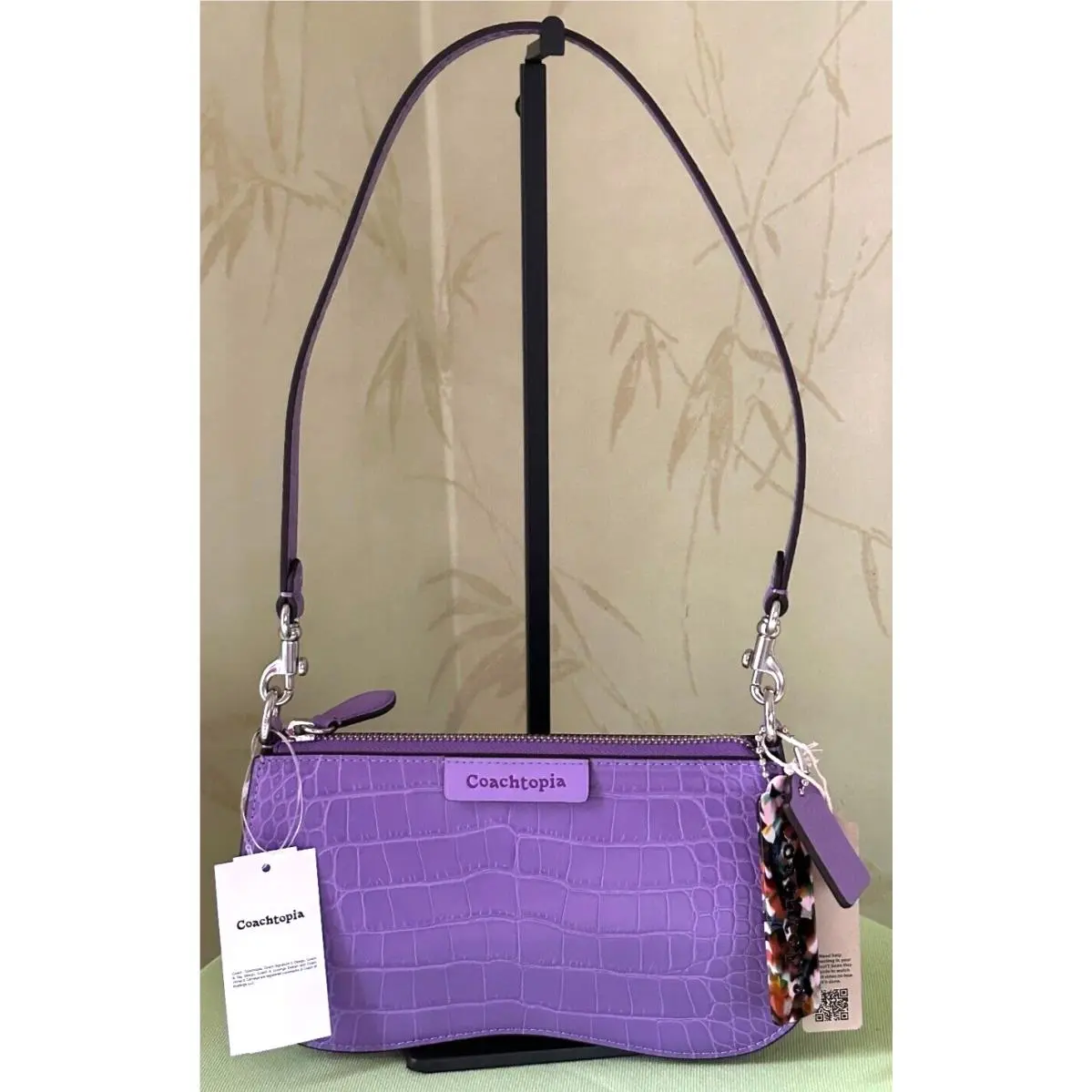 Coach Coachtopia Wave Baguette Bag Croc-emboss Coachtopia Leather:nwt Iris CX684