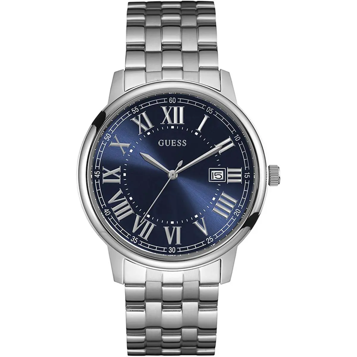 Guess Steel W0811G1 Men`s Dress Stainless Steel Silver-tone Blue Dial WR