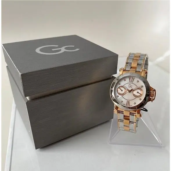 Guess Collection X74104L1S Women`s White Dial Day/date Two-tone Bracelet