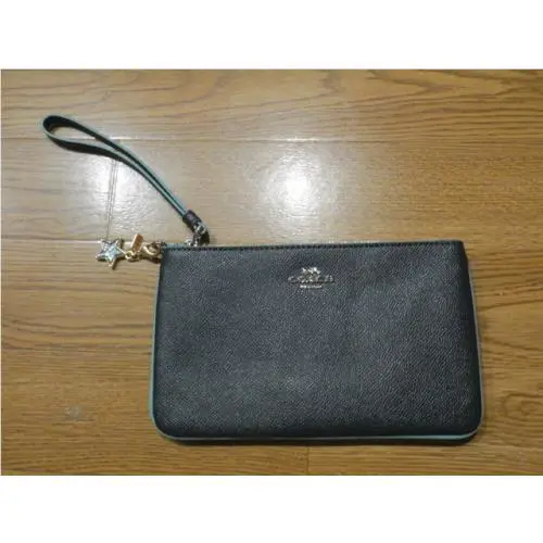 Coach Midnight Navy Large Wristlet W/charm F29398 Fits I-phone Plus