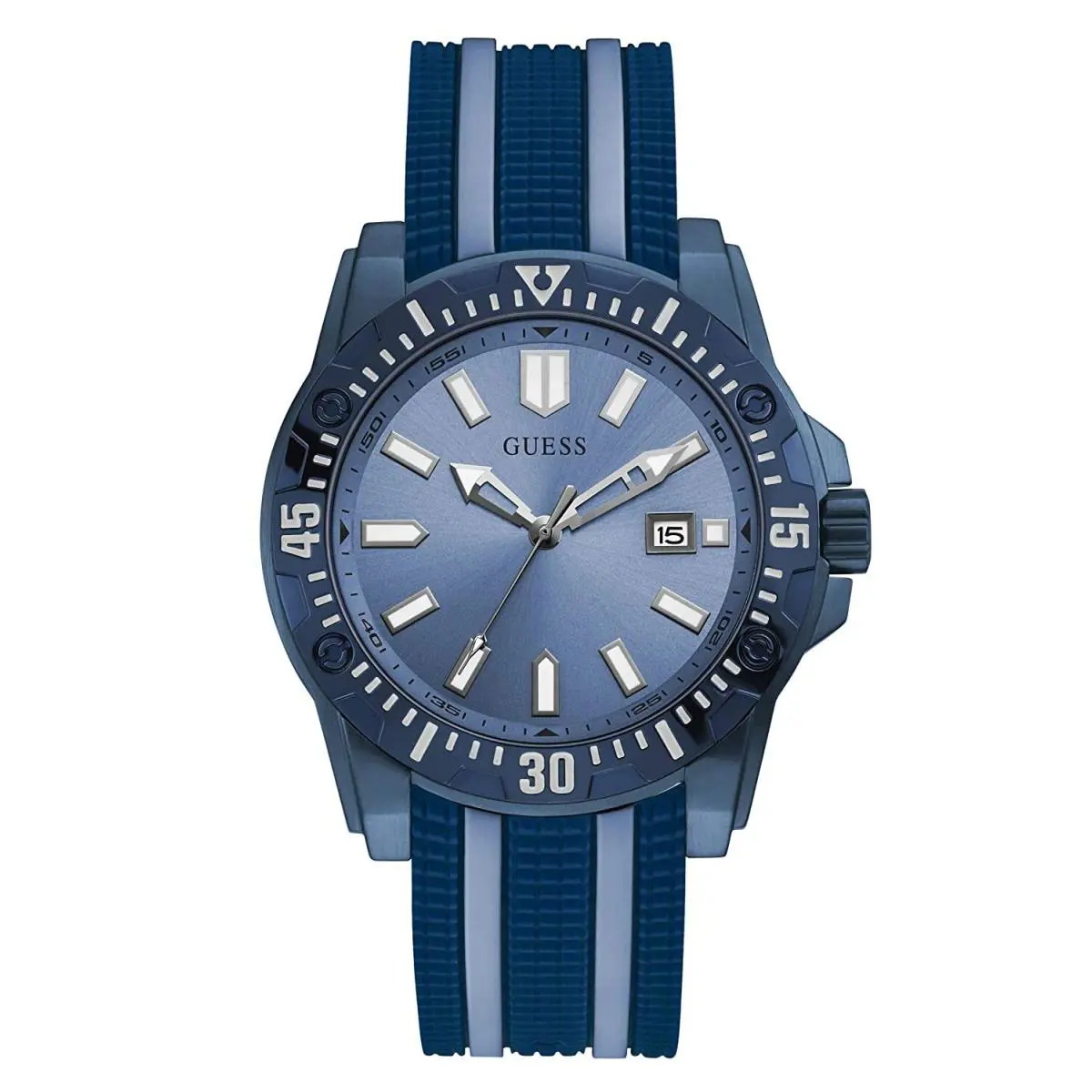 Guess GW0055G2 Skipper Blue Dial Blue Silicone Strap Men`s Watch