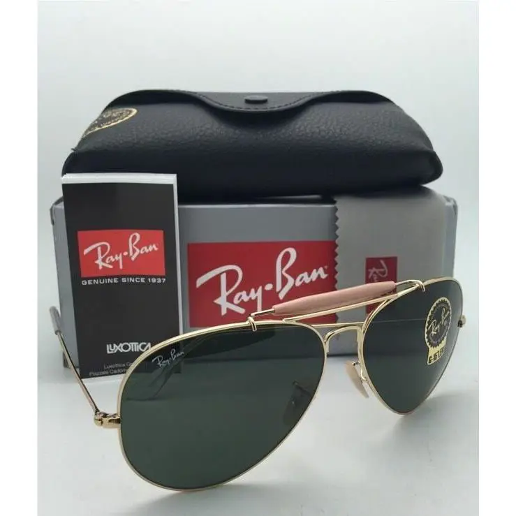 Ray-ban Sunglasses Outdoorsman II RB 3029 L2112 Aviator Gold Frames w/ G15 Green