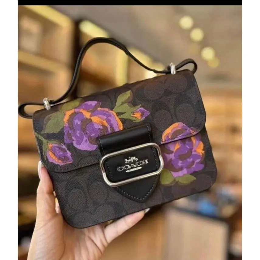 Coach Morgan Square Crossbody In Signature Canvas with Rose Print