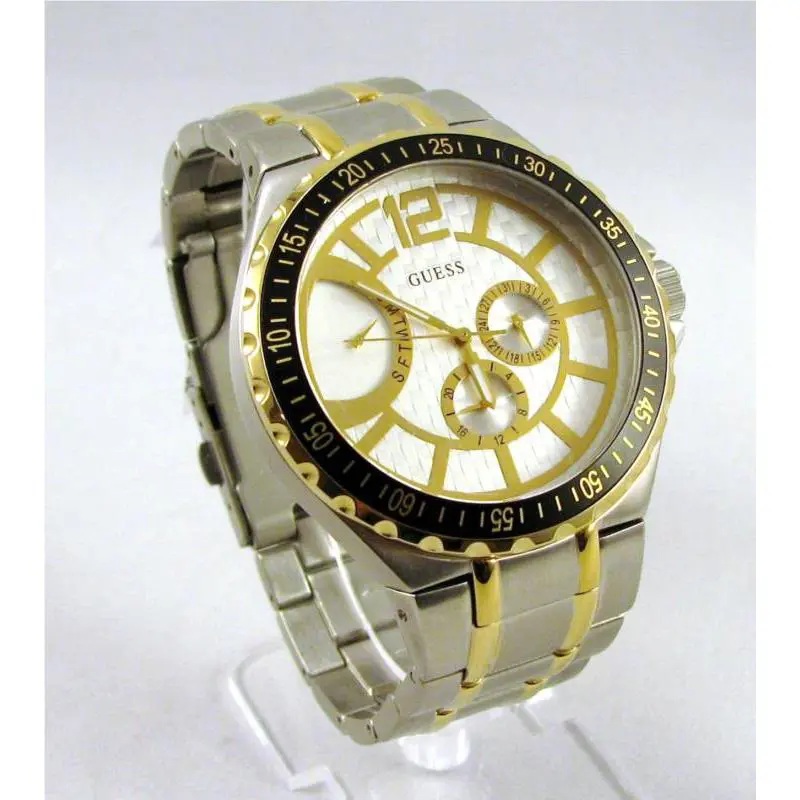 Guess Watch Two 2 Tone Silver+gold Tone S/steel Day DATE-W19512G1-MSRP