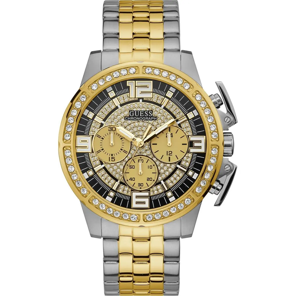 Guess Men`s Chronograph Two_tone Stainless Steel Bracelet Watch 46mm