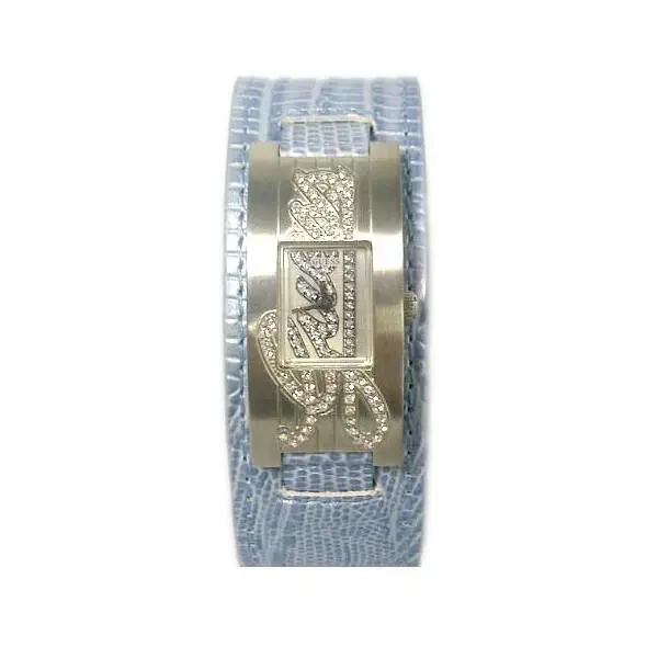Guess Blue Python Leather Cuff Bracelet Band with Crystals WATCH-W85070L3