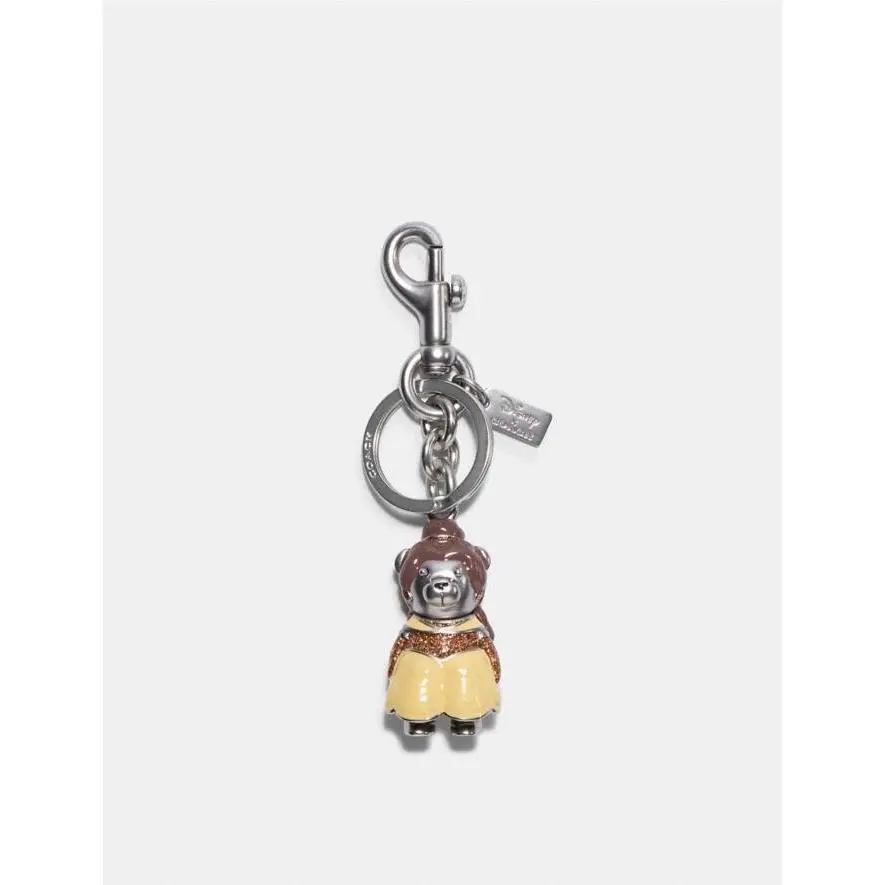 Disney X Coach Enamel Belle Bear Bag Charm Key Ring Chain Fob