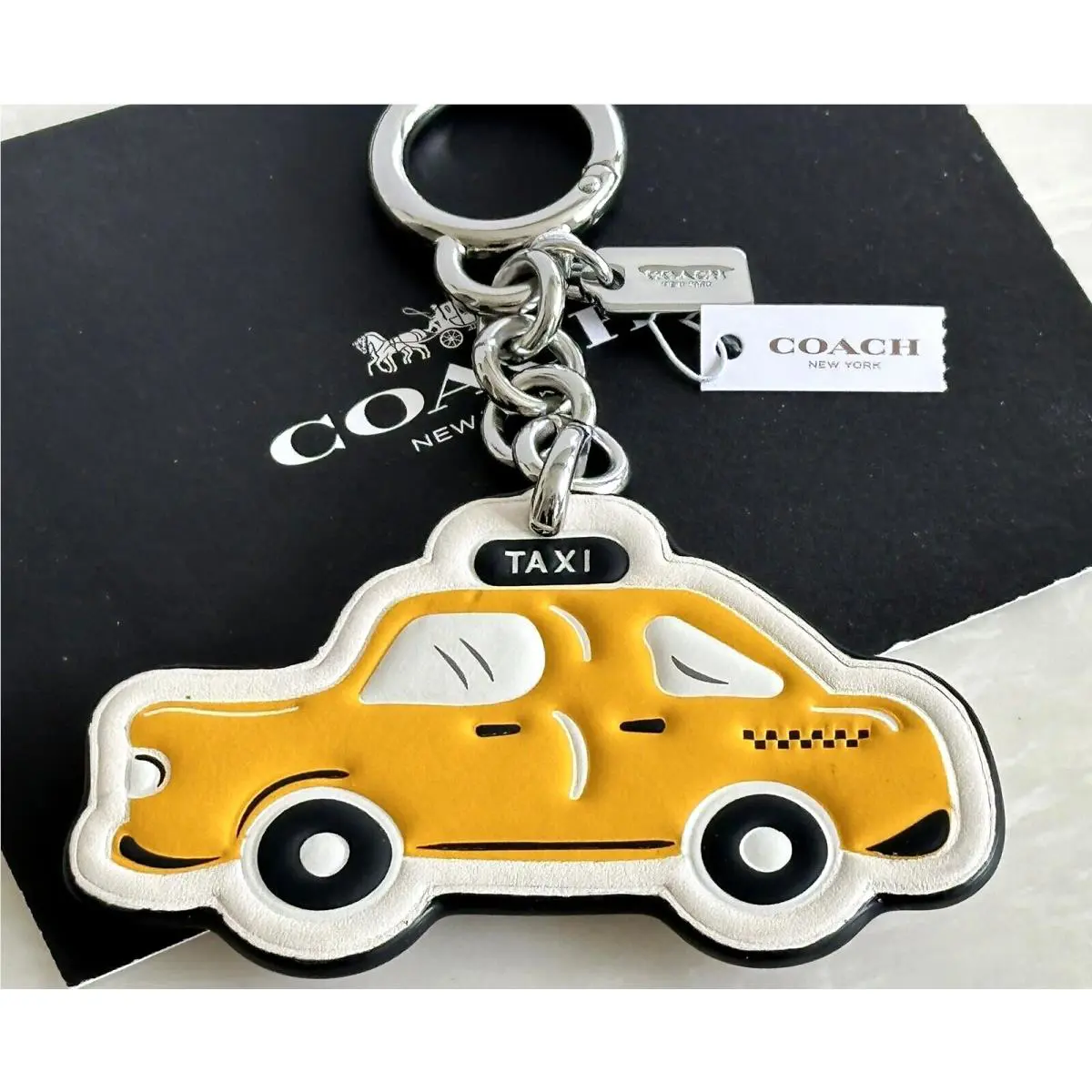 Coach Yellow Taxi Cab Car Bag Charm Keyring Fob 58508