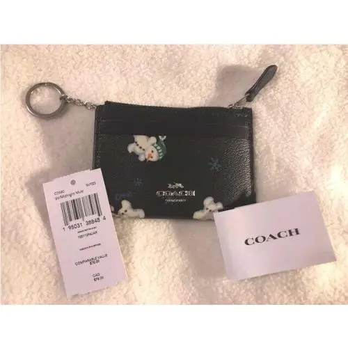 Coach Mini Skinny ID Wallet Case with Snowman Print