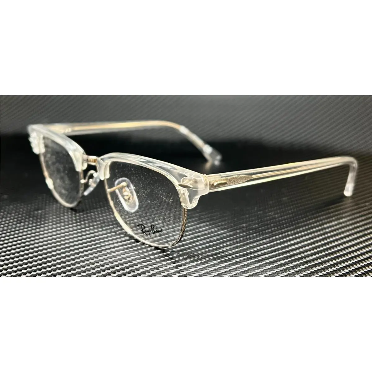 Ray Ban RX5154 2001 White Transparent Silver Clubmaster Unisex 49 mm Eyeglasses