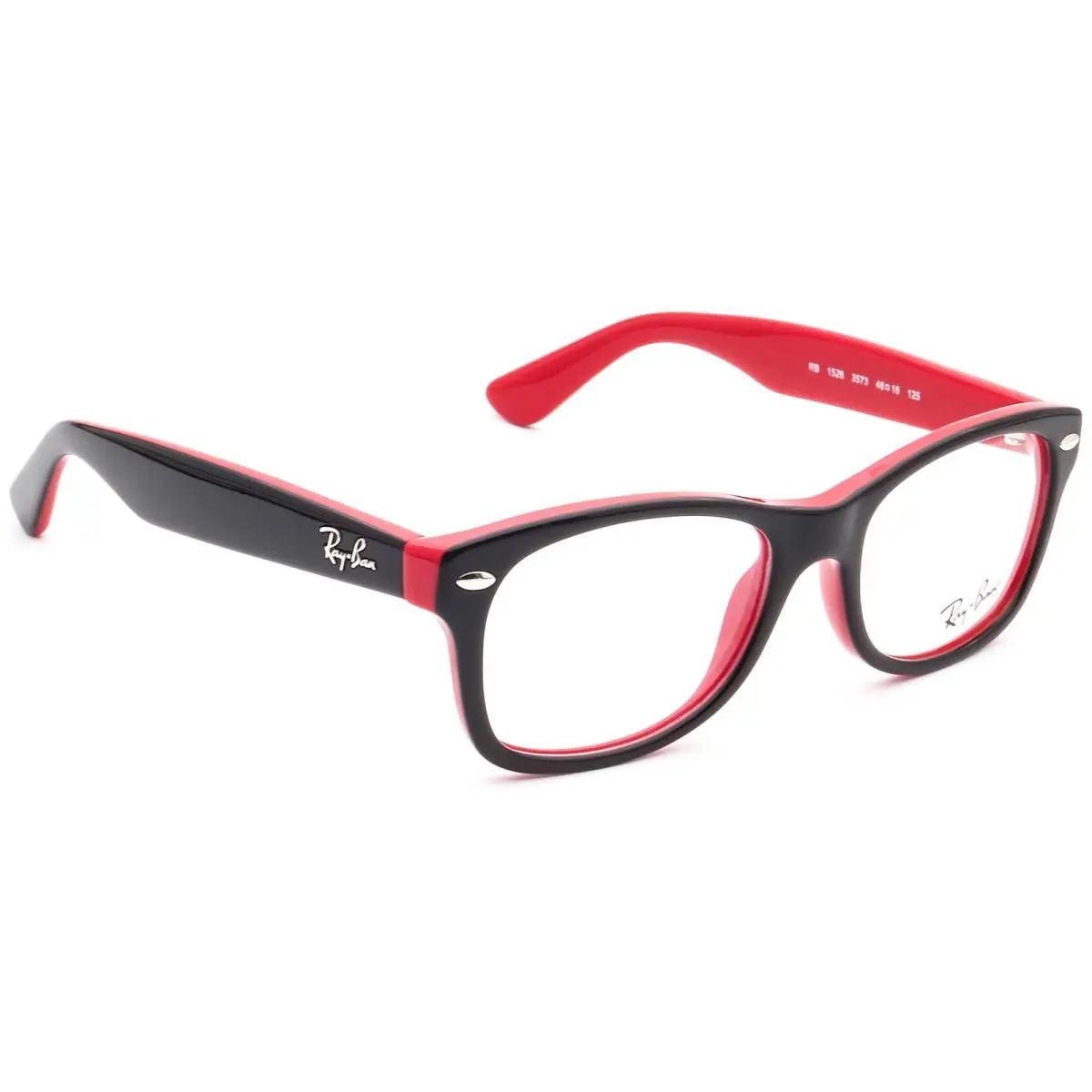 Ray-ban Kids` Eyeglasses RB 1528 3573 Black on Red Square Frame 46 16 125 - Frame: Black on Red