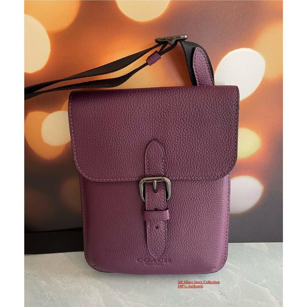 Coach Mens Leather Small Hudson Cross Body Bag 1309 Dark Grape