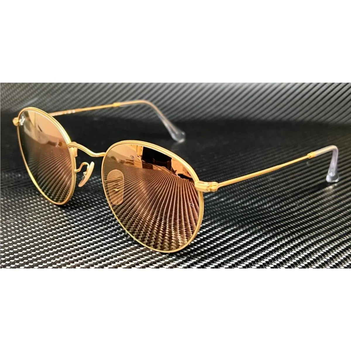 Ray Ban RB3447 112 Z2 Gold Round 50 mm Men`s Sunglasses by Ray-Ban