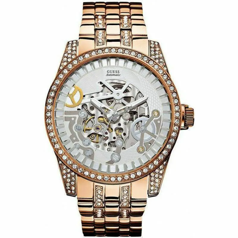 Guess U0012G2 Silver Tone Exhibition Dial Stainless Steel Bracelet Women Watch