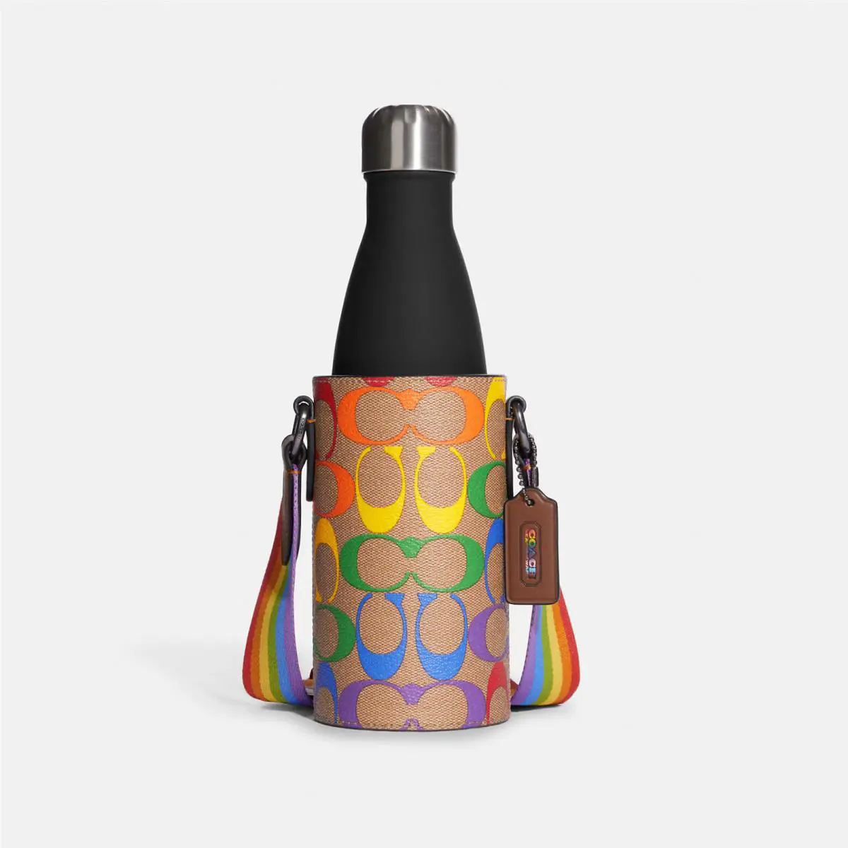 Coach Water Bottle Crossbody In Rainbow Signature Canvas