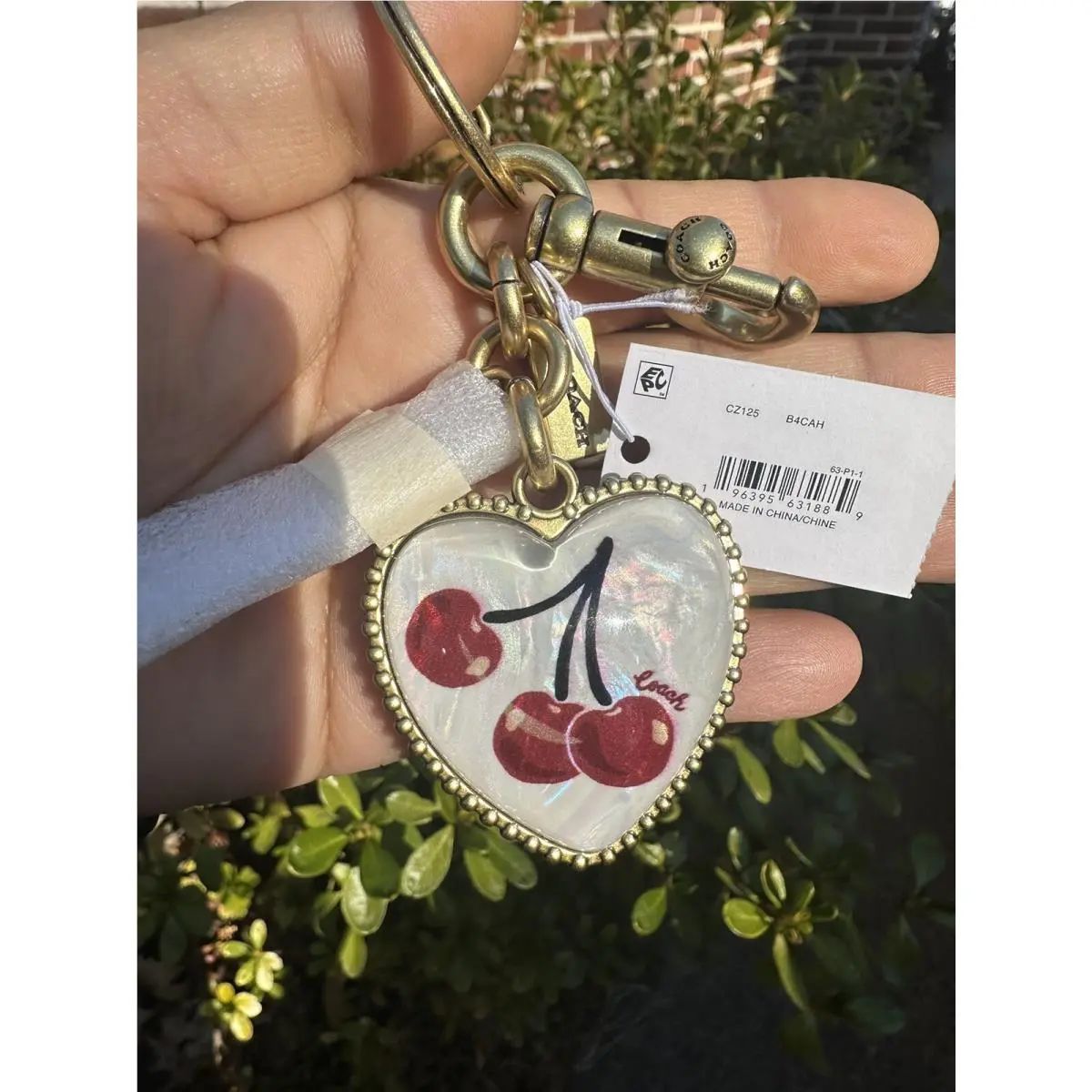 Coach Cherry Resin Puffy Heart Bag Charm Fob C Charm CZ125 Rare