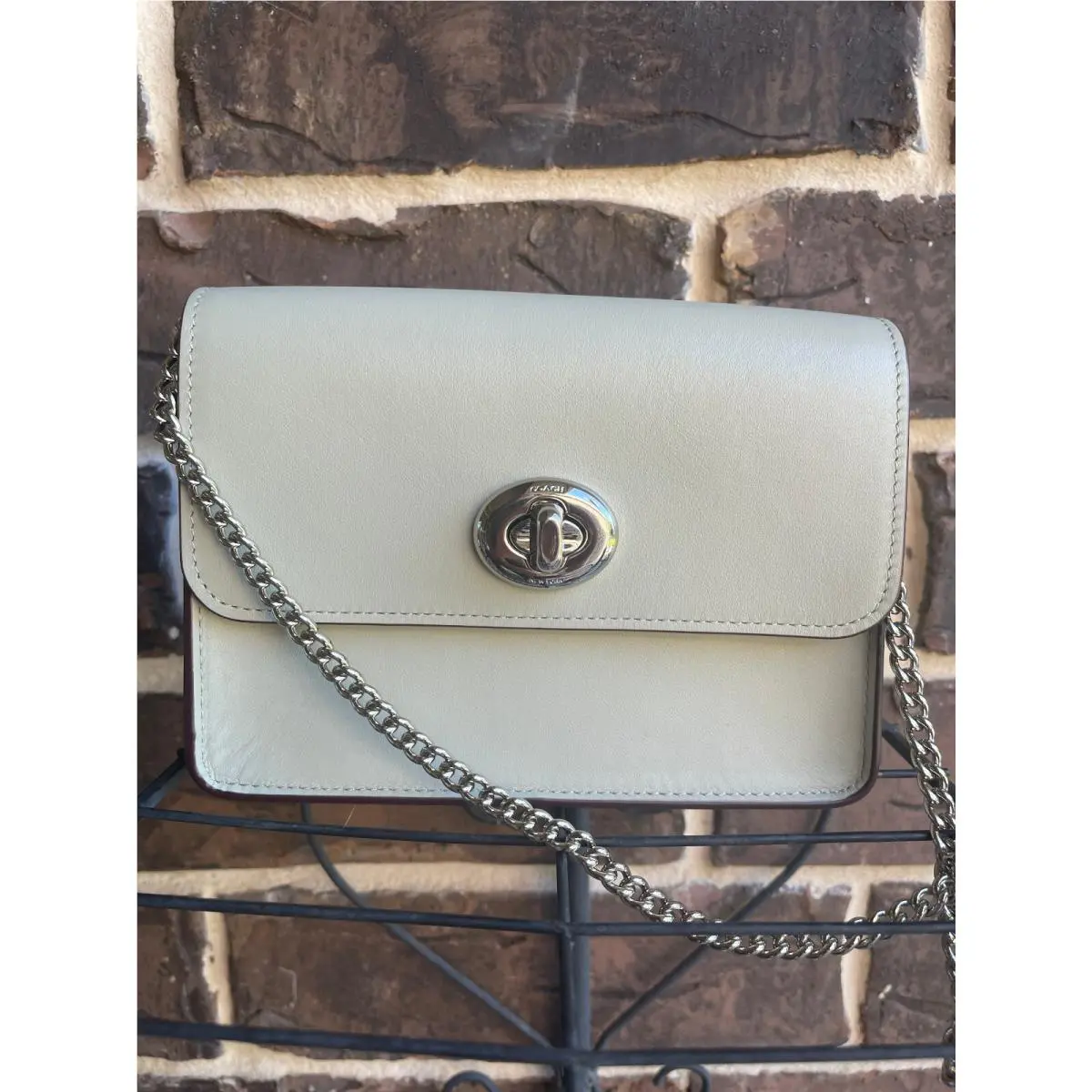 Coach Bowery Turnlock Crossbody Pale Green Leather Bag 57714