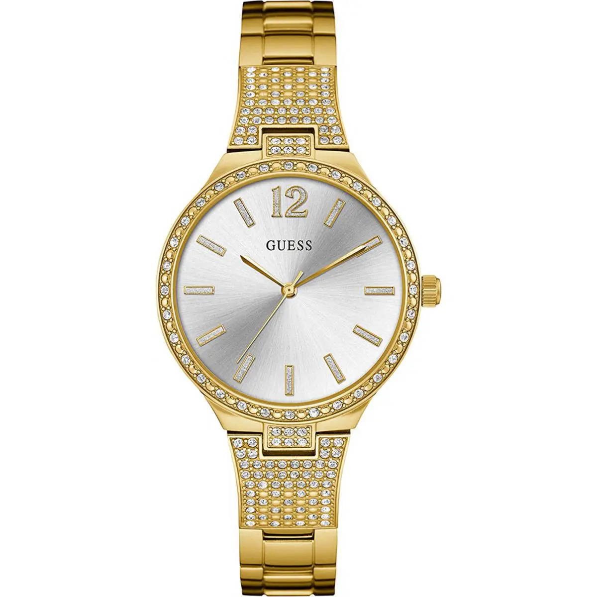Guess W0900L2 Ladies Dress Stainless Steel Gold-tone Crystal Accented Bezel WR