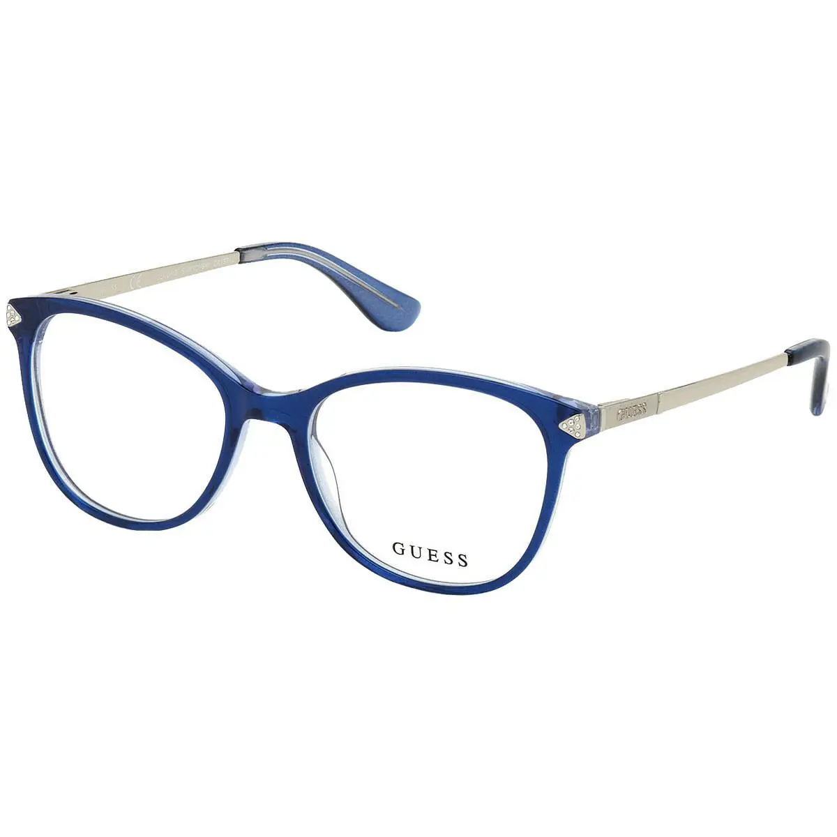 Guess GU2632-S Blue 092 Plastic Cat Eye Optical Eyeglasses Frame 52-17-135 GU AB - Blue, Frame: Blue, Lens: Clear