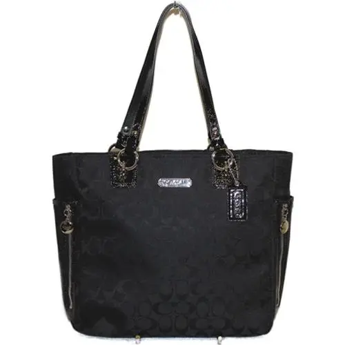 W/tag Coach Black Gallery Signature Zip Tote Black 23767 Below Retail