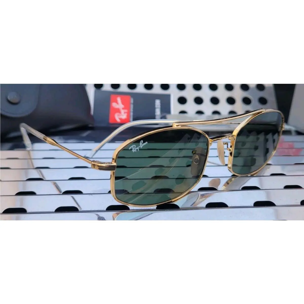 Ray Ban RB3719 Sunglasses Gloss Arista Gold w/54mm G15 Classic Dark Green