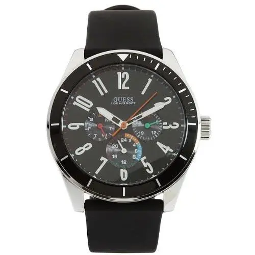 New-guess Black Rubber Band Chronograph Black Dial WATCH-U95138G1 by Guess