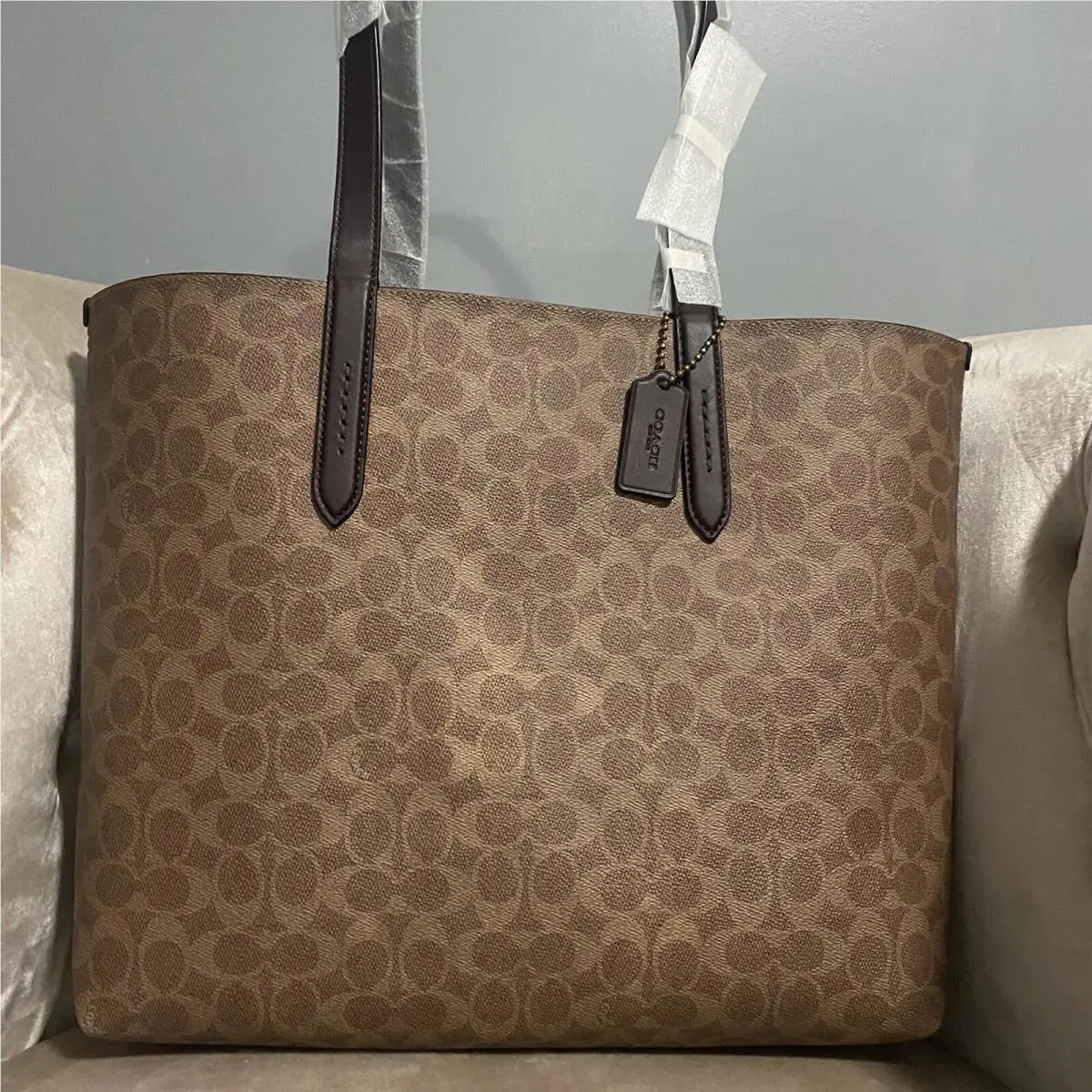 Coach Highline 955 Tote Signature Canvas Bag Handbag Purse Brown Tan Exclusive