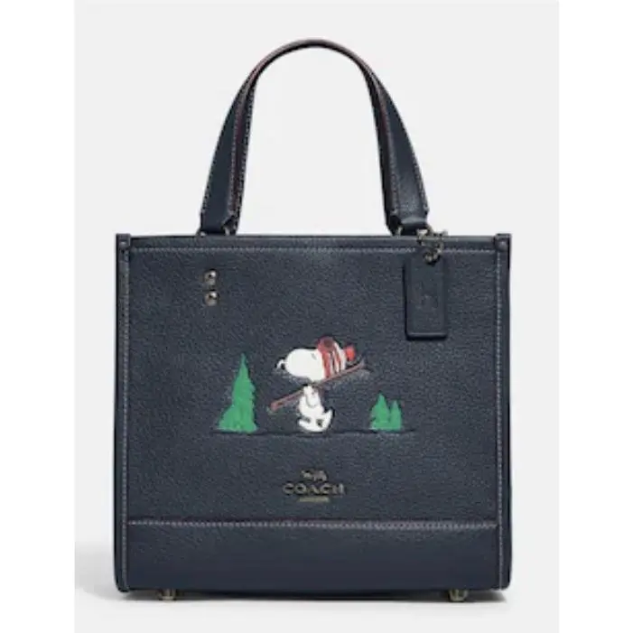 Coach X Peanuts Dempsey Tote 22 with Snoopy Ski Motif CE849