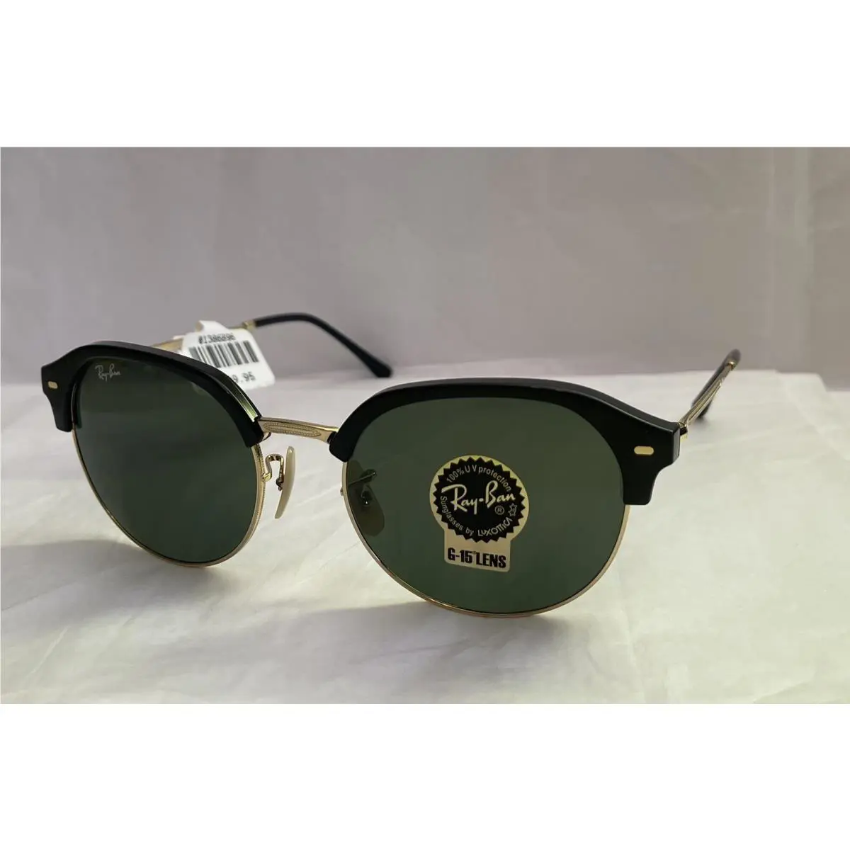 Ray Ban RB4429 Sunglasses Unisex 601/31 Black On Gold Green Lens 55-20-145
