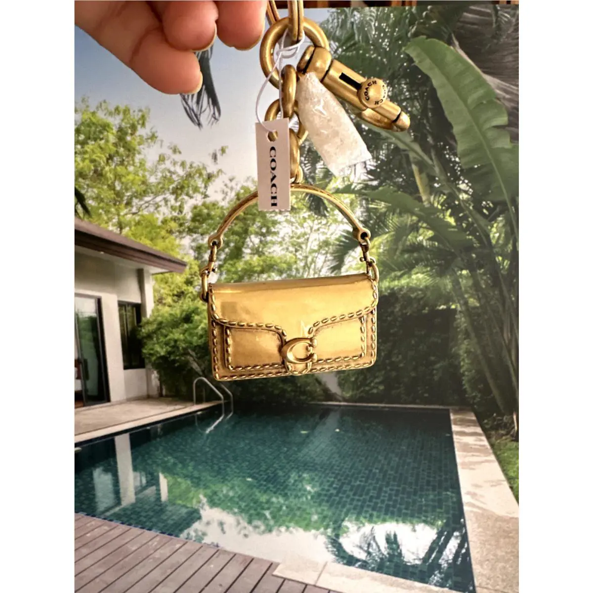 Coach Iconic Metal 3D Tabby Bag Charm Brass Keychain Key Fob CS246
