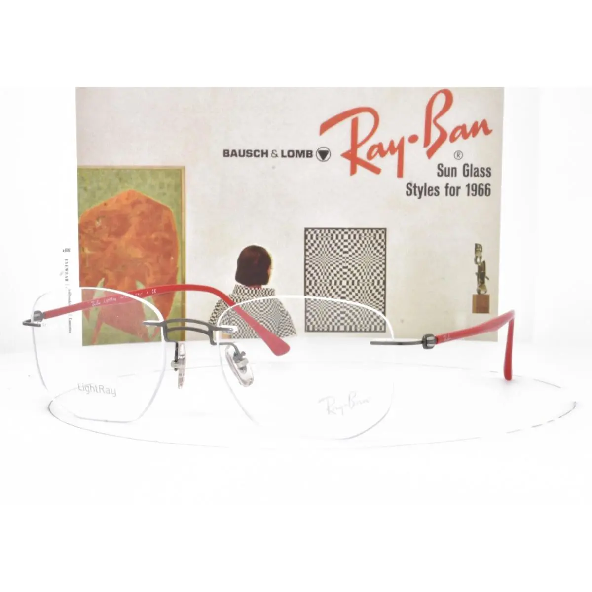 Italy Ray-ban Eyeglasses Lightray Rimless Red 53-18-140 8757 1192