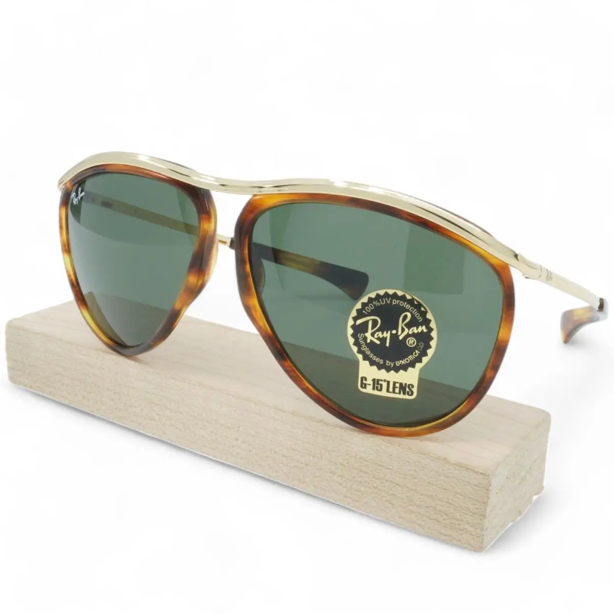 RB2219-954/31_59 Unisex Ray-ban Pilot Sunglasses - Frame: Gold, Lens: Green