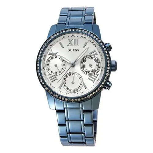 Guess Mini Sunrise W0623L4 Multifunction Blue Tone Canvas Dial Women`s Watch - Blue, Dial: White, Band: Blue