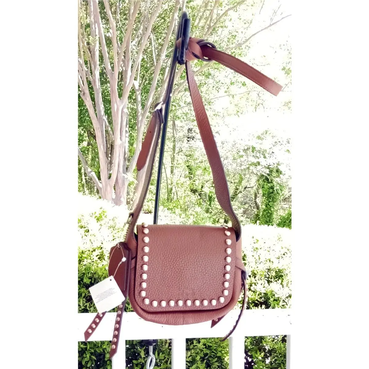 Coach 35750 Dakotah 15 Mini Saddle Brown Leather W/rivet Detail Crossbody