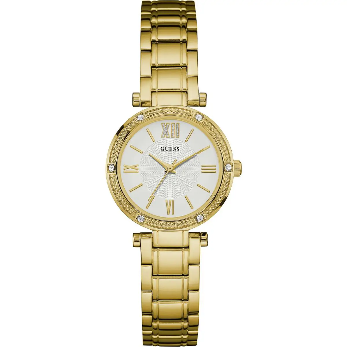Guess W0767L2 Ladies Dress Stainless Steel Gold-tone Crystal Accented Bezel 30m