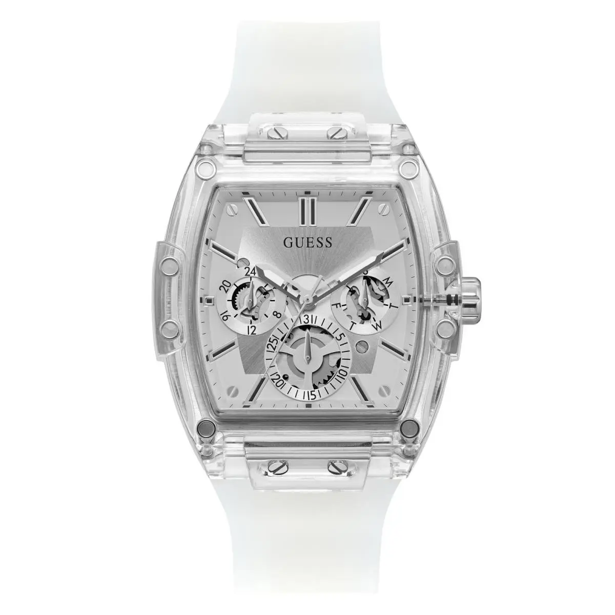 Men`s Phoenix Multifunction White Rubber Strap Watch - GW0203G1 by Guess