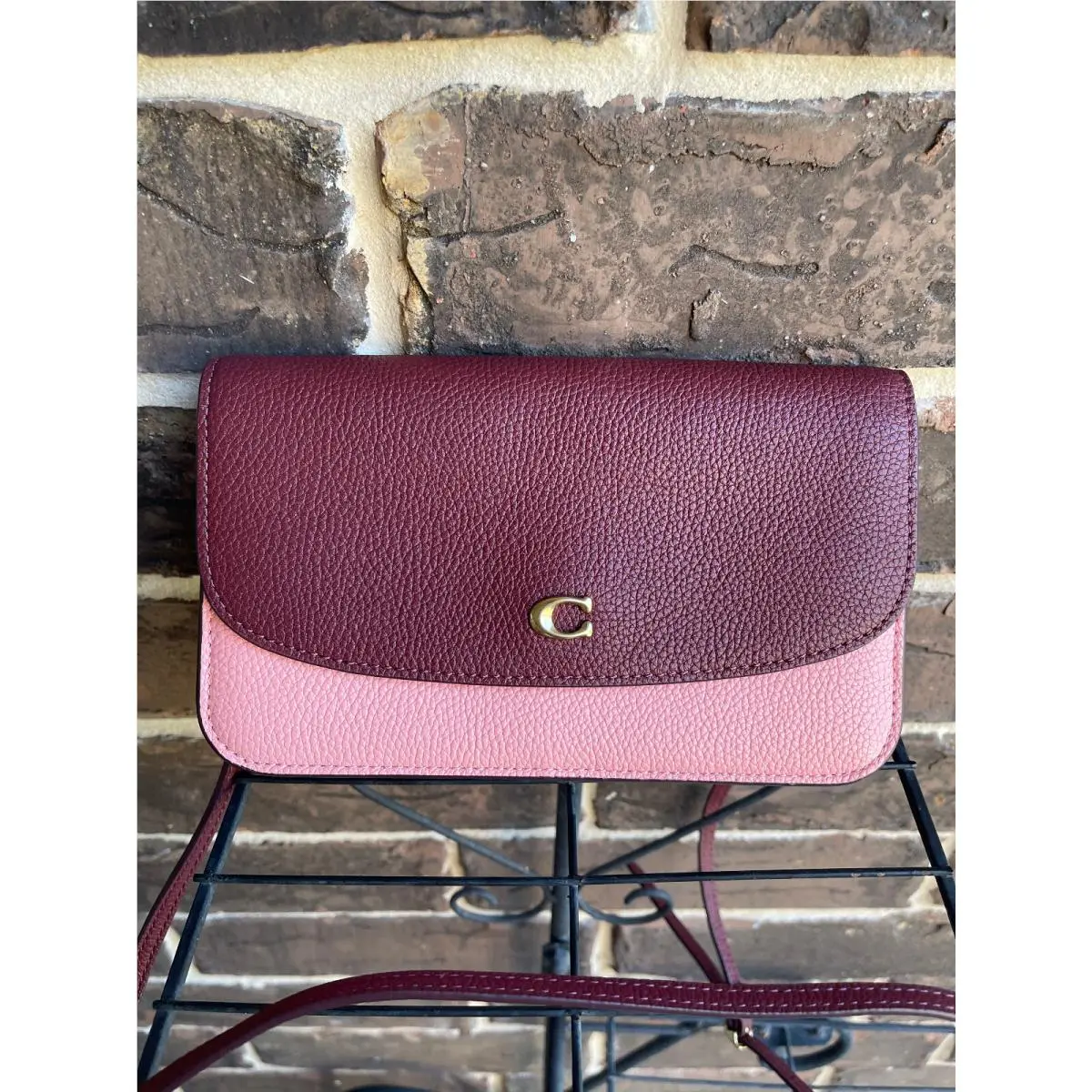 Coach Hayden Crossbody Colorblock Leather Candy Pink Burgundy